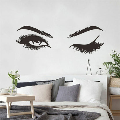 Wall Stickers Vinyl Eyelashes Decals Girls Bedroom Eyebrows Store Beauty Decor
