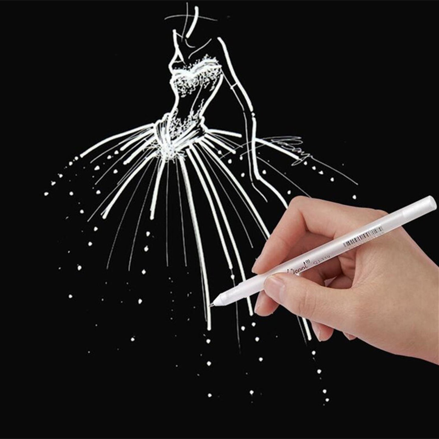 3Pack White Gel Ink Marker Pen Drawing Art Painting Tool 0.8MM Super-Smooth