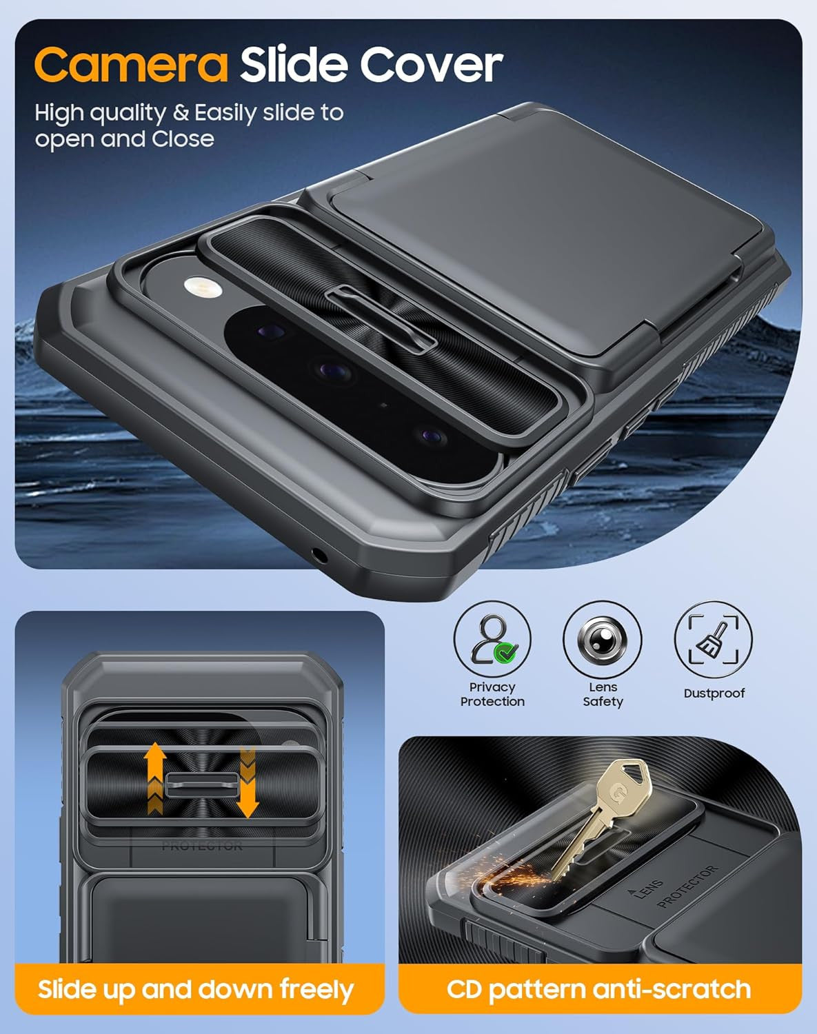 for Google Pixel 10 Pro Case/Pixel 10 Case with Card Holder【Rfid Blocking】& Slid