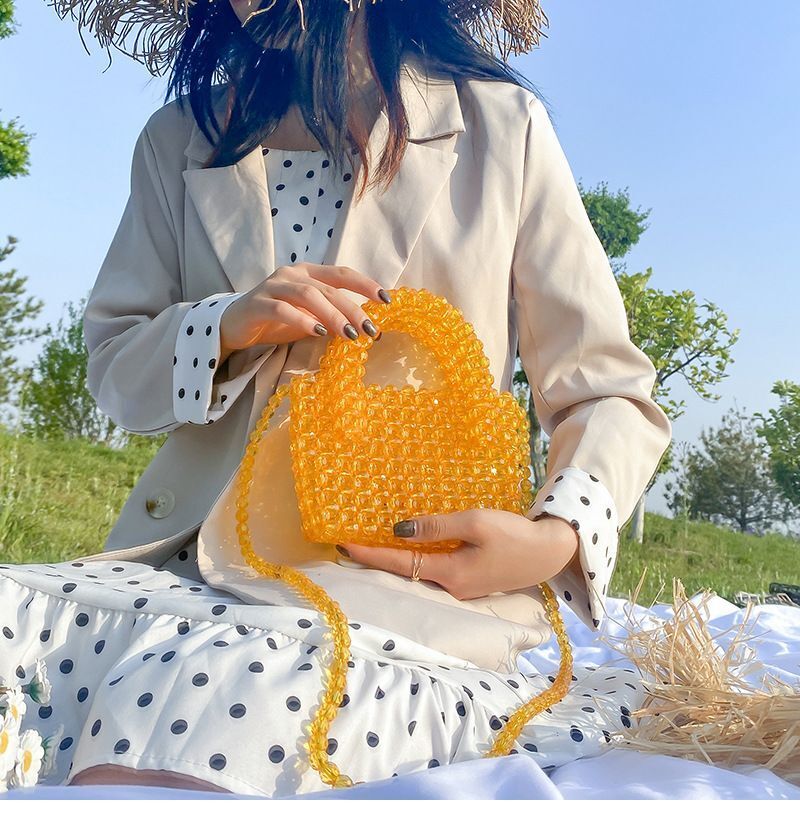 Summer Simple Customized Handmade Woven Beaded Crossbody Bags Beach Crystal Tote