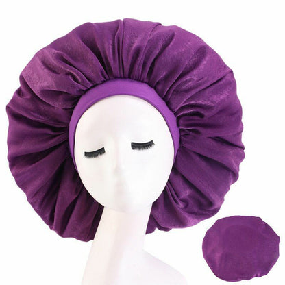 Sleep Night Cap Big Size Beauty Satin Silky Bonnet Head Cover Hat Curly Springy