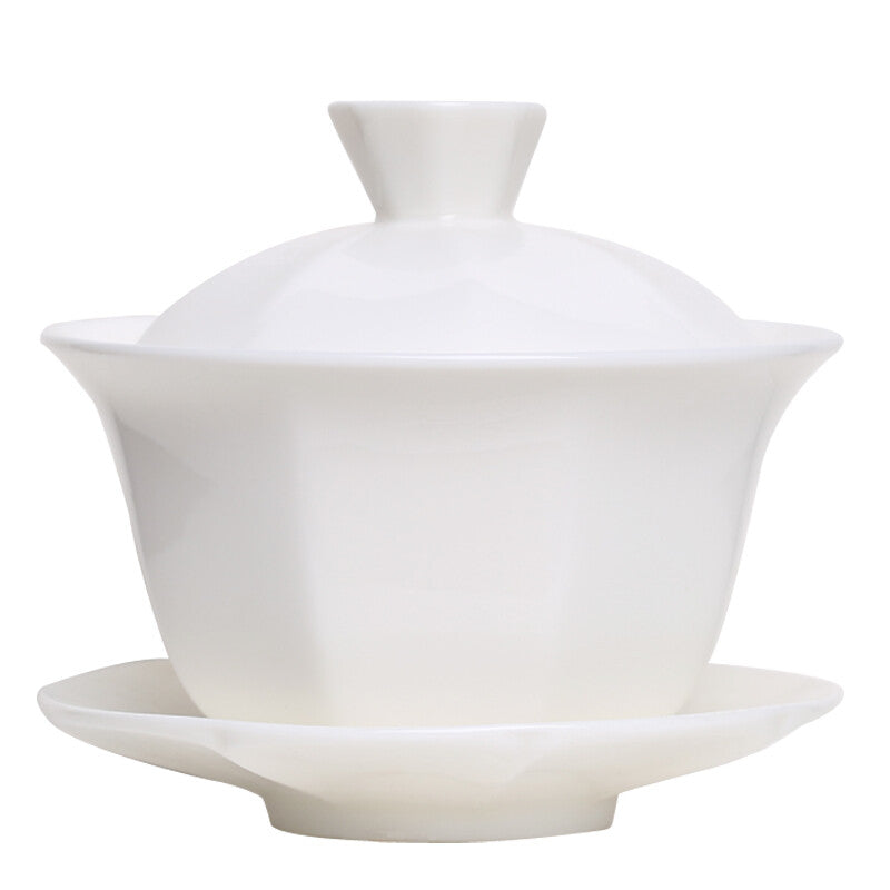 Dehua White China Gaiwan Tureen Tea Cup Bowl Lid Chinese Porcelain Covered Bowl