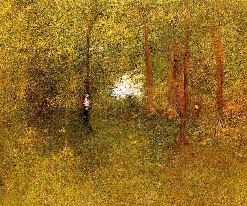 Oil painting George-Inness-Woodland-Interior impression forest landscape canvas