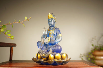 Collect China old Coloured glaze gilt carefully carved net bottle guanyin statue