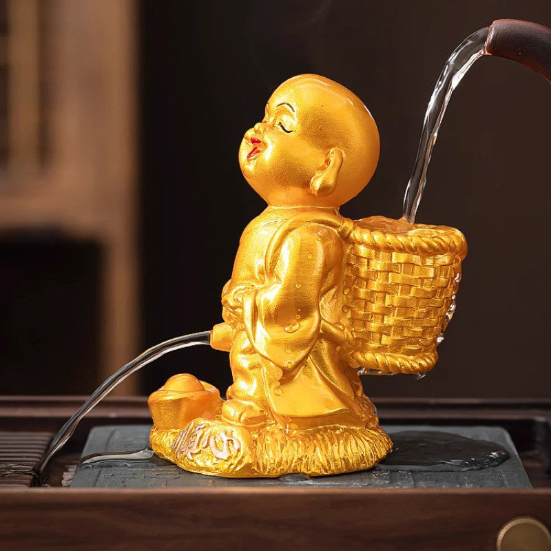 11cm Resin Little Monk Change Color Tea Pet Tea Set Ornament Chinese Retro