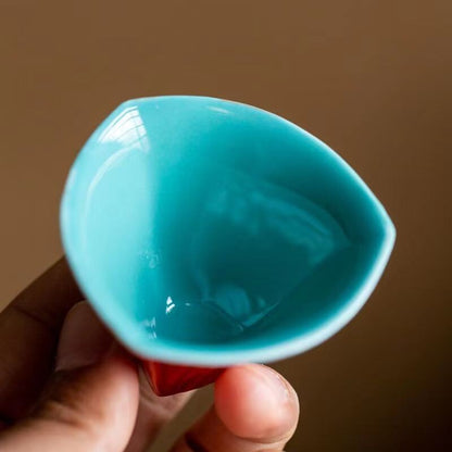 1pc chinese jingdezhen porcelain tea cup：red triangle