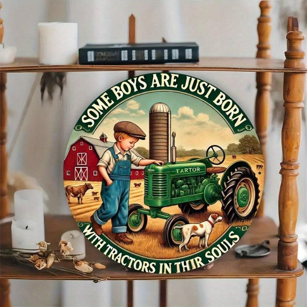 Vintage 8x8 Tin Sign Old Tractor Retro Farmhouse Rustic Wall Art for Garage Bar