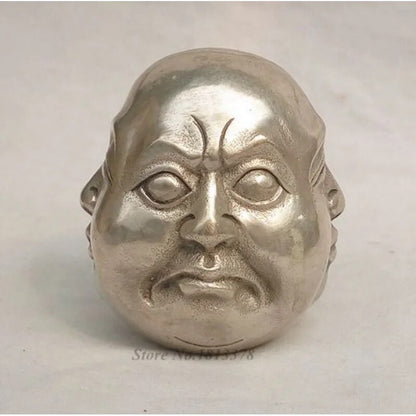 6Cm Buddhist Silver 4 Different Emotions Face Maitreya Buddha Statue -