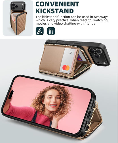 Compatible with Iphone 17 Pro Max Crossbody Wallet Case with Card Holder, PU Lea