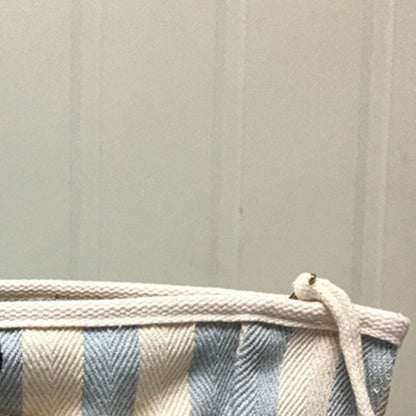 Women Letter Printed Canvas Storage Small Bag Zipper Stripes Cosmetic Clutch Bag