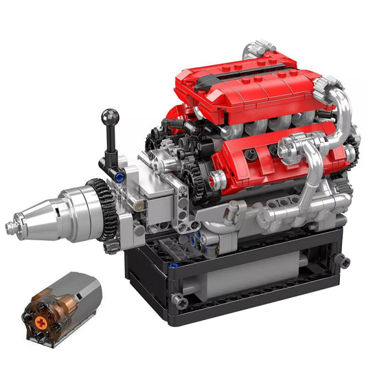 V8 Engine Motor Mechanical Engineering Model Building Block Toy Gift ABS