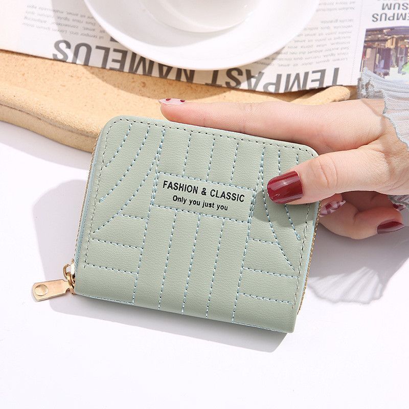 Embroidery Short Wallet Zipper Clutch Bag Small Coin Purse Credit ID Card Holder
