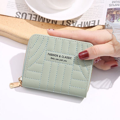 Embroidery Short Wallet Zipper Clutch Bag Small Coin Purse Credit ID Card Holder