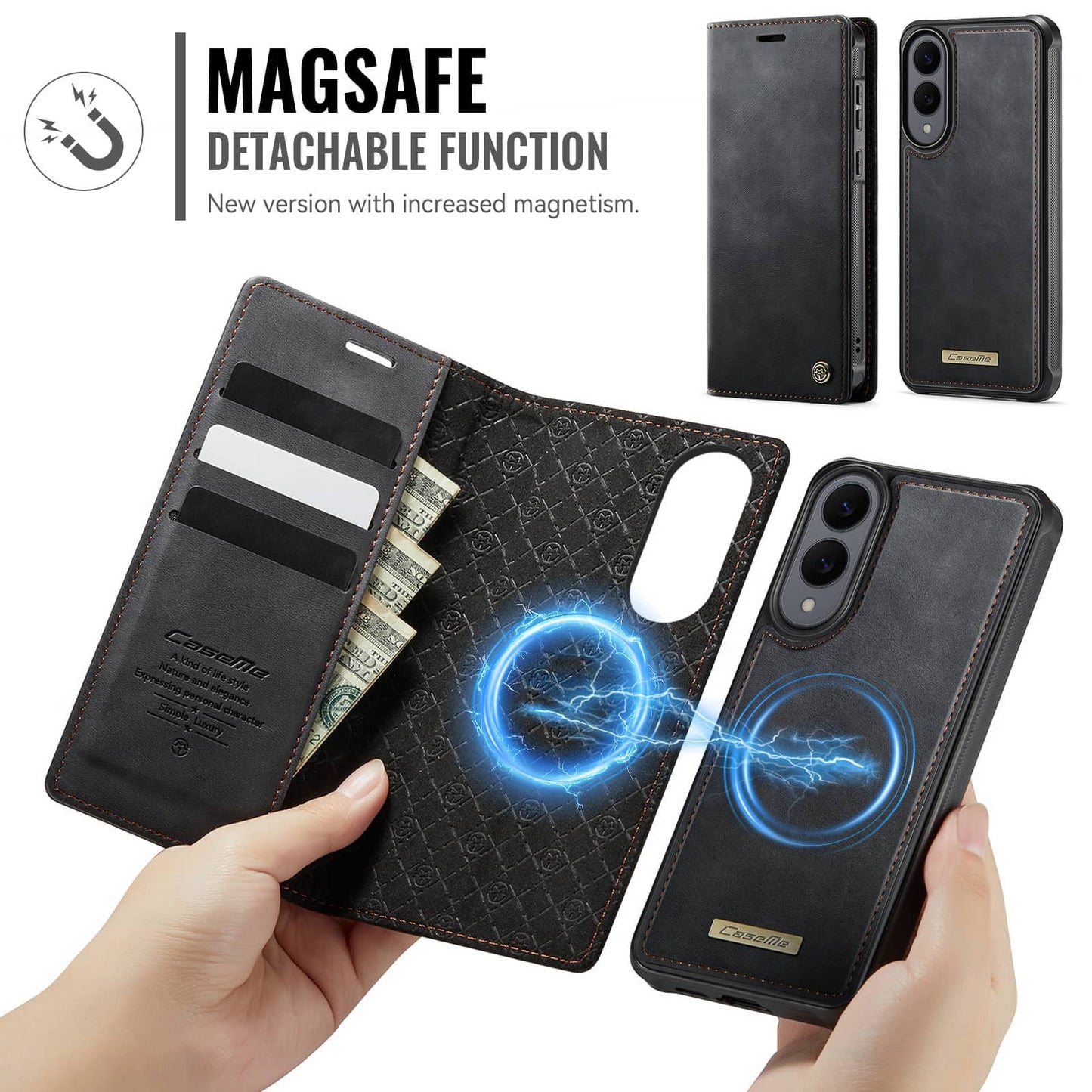 Detachable Wallet Case for Samsung Galaxy S25 S24 S23 S22 S21 S20 with Magsafe
