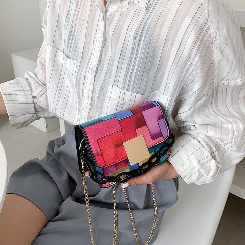 Shoulder Bag Printing Chain Female Phone Fashion Small Handbag Synthetic Leather