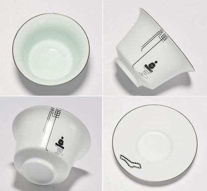 175Ml Ceramic Handpainted Tea Cup Gaiwan Zen Kung Fu Tea Set Tureen Bowl Decor