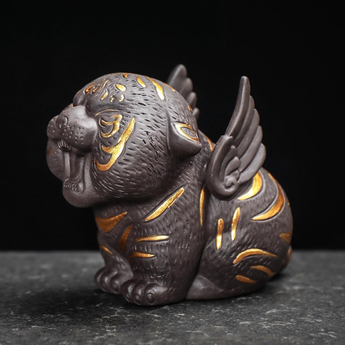 Handmade Tiger Purple Sands Tea Pet 9.9cm Tea Table Decoration Tea Set Accessory