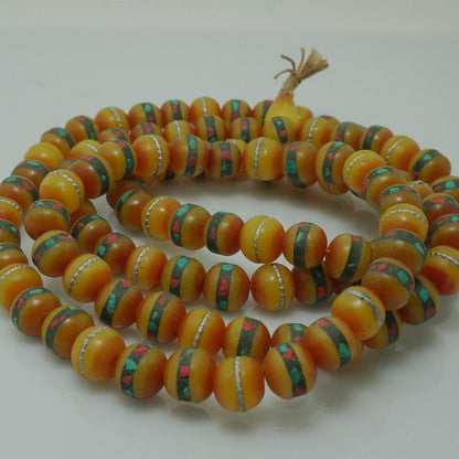 New Buddhist Nepalese Handicrafts Inlaid with Colored Stone Beeswax Beads