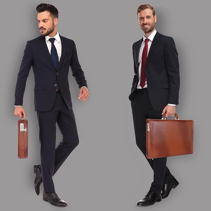 New Leather Travel Briefcase Side Combination Lock Office Business Handbag