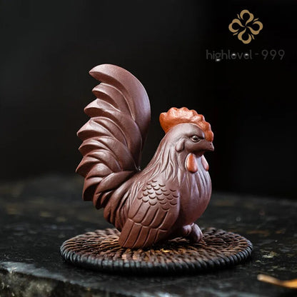 Yixing Handmade Sculpture Purple Clay Tea Pet Chicken Model Statue Tea Decors