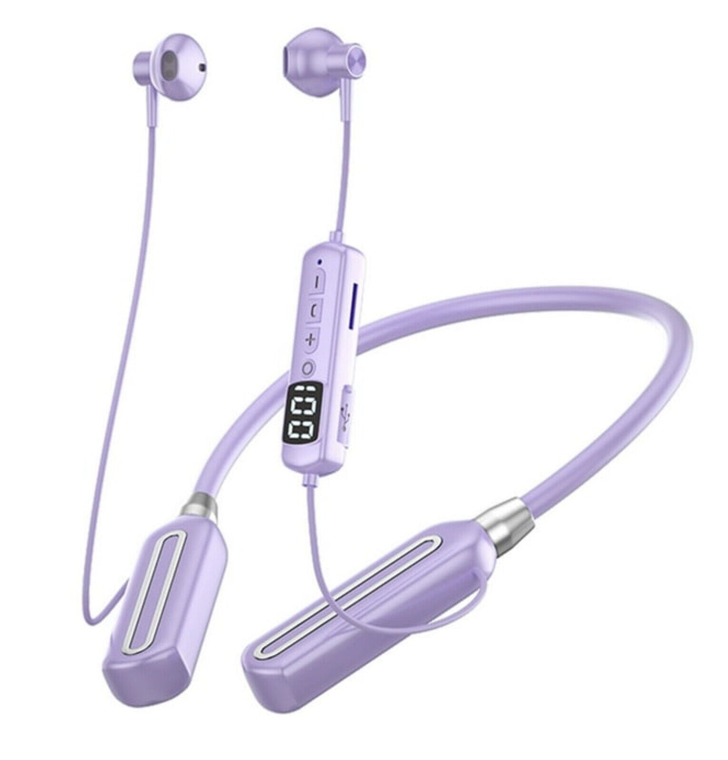 Neckband Headphones Wireless Bluetooth 5.3 Mic Headset Stereo Earbuds Waterproof