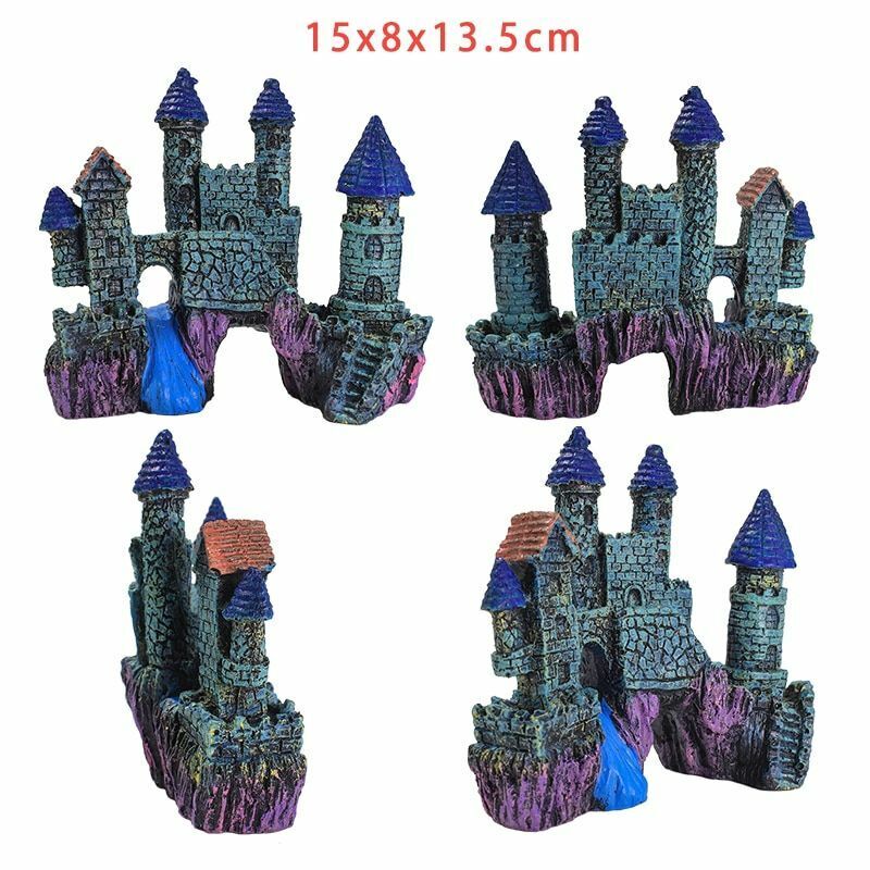 Aquarium Shipwreck Castle Decor Fish Tank Landscaping Ornament Plastic 15x7x13cm