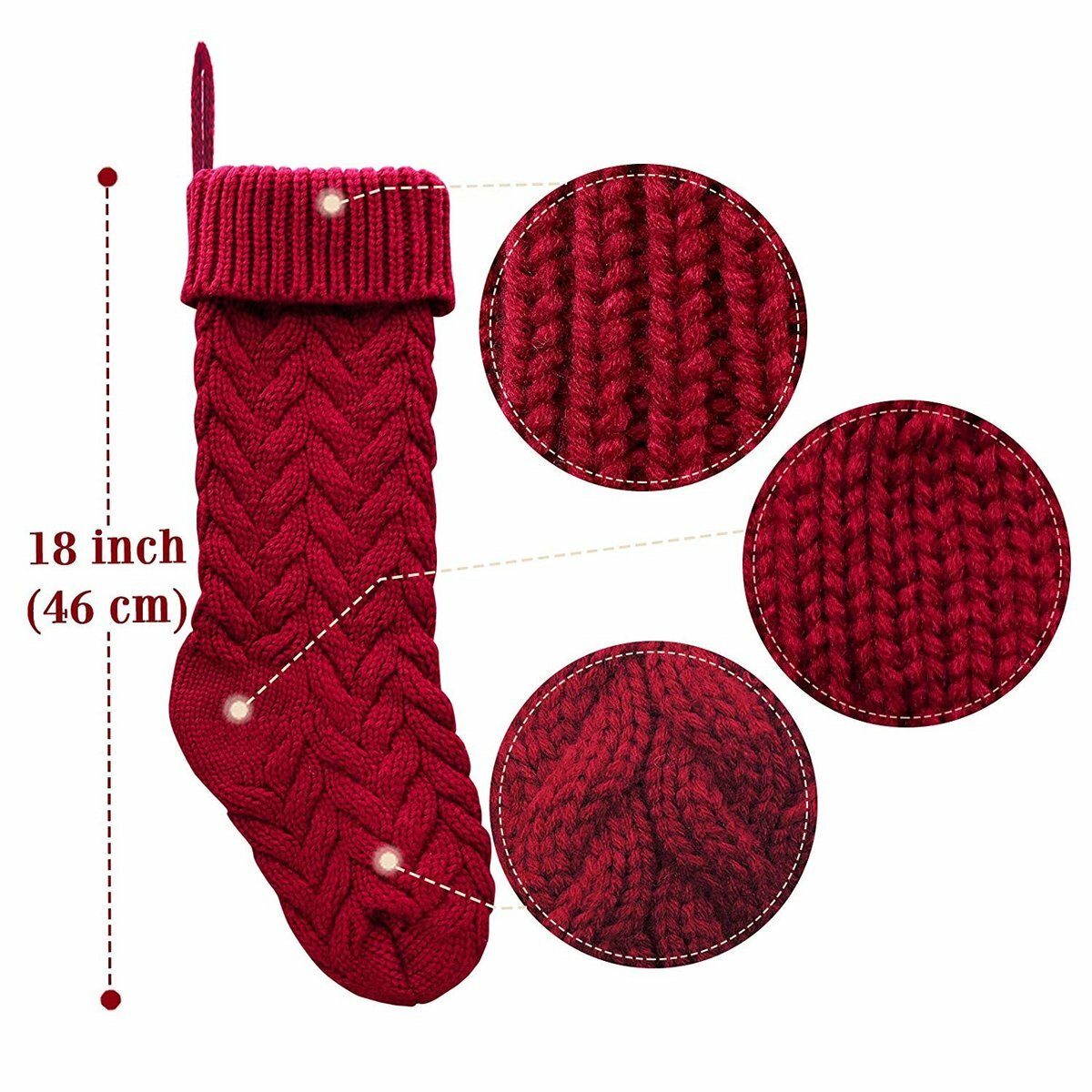 18" Large Size Cable Knit Knitted Christmas Xmas Stockings Stocking Decorations