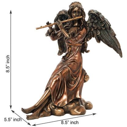 Handcrafted Resin Musical Angel With Flute Sculpture Idol Statue Figurine