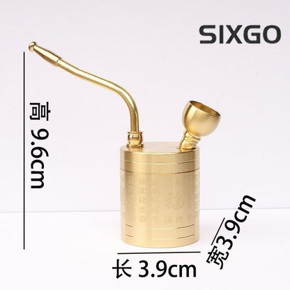 Brass Hookah Water Pipe With Water Filter Fu Character Design Mens Tobacco 1pc