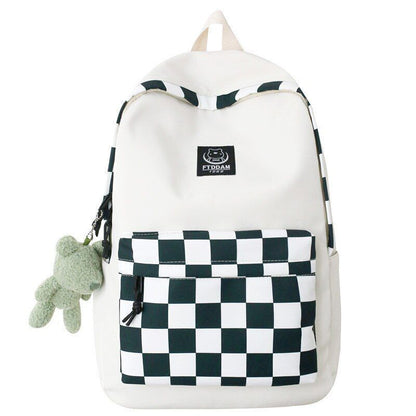 Plaid Backpack Traveling School Bag Laptop College Book Bag 30*14*44CM Green/Red