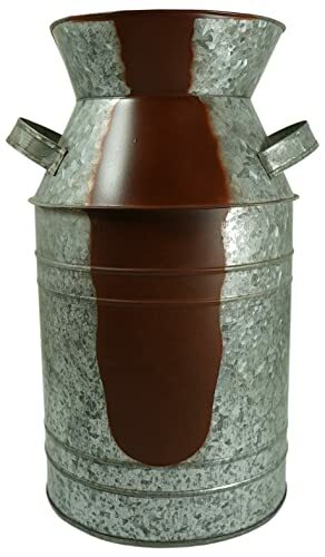 Galvanized Metal Milk Can Vase 1.3 Gallon- Rustic Look for Country themed home