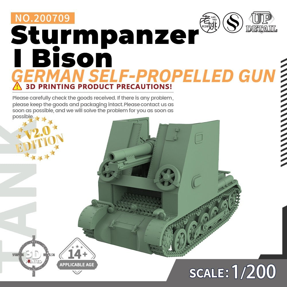 SS200709 1/200 Military Model Kit German Sturmpanzer I Bison Self-Propelled Gun