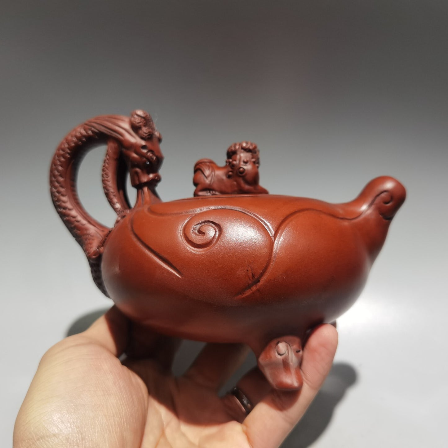 Chinese Yixing Zisha Clay Exquisite Dragon Statue Zisha Teapot Tea Set