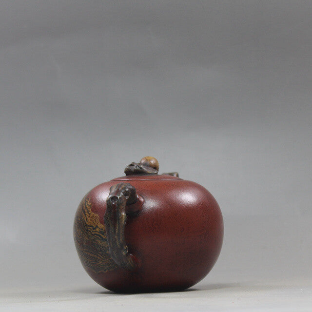 4.9”China Yixing Zisha Pottery Plain Cement Purple Clay Handmade 180ML Teapot