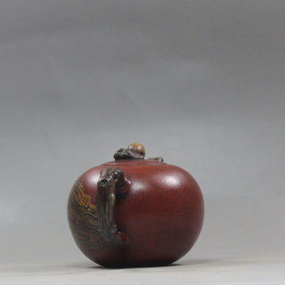 4.9”China Yixing Zisha Pottery Plain Cement Purple Clay Handmade 180ML Teapot