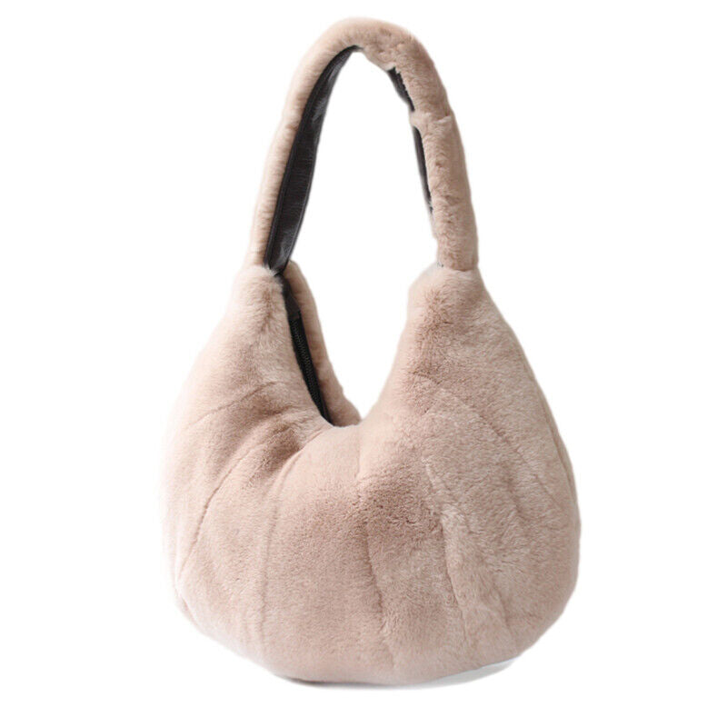 Fashion Womens Hobo Bags Full-pelt Rex Rabbit Fur Tote Bags Casual Shoulder Bags