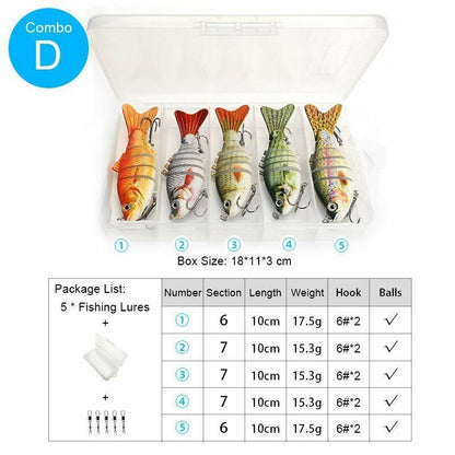 5Pcs/Set Sinking Wobblers Crankbaits Fishing Kit Artificial Hard Lures Swimbaits