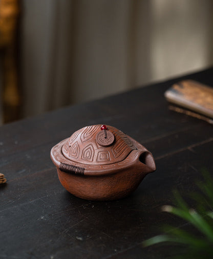 Chinese Yixing Zisha Purple Mud Sand Pottery Handmade 140cc Tortoiseshell Teapot