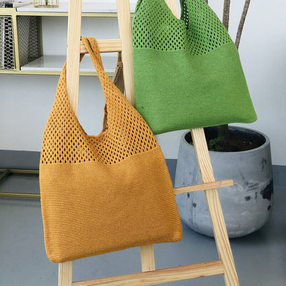 Large Capacity Totes Hollow Woven Shoulder Bag Knitted Handbags Crochet Braided