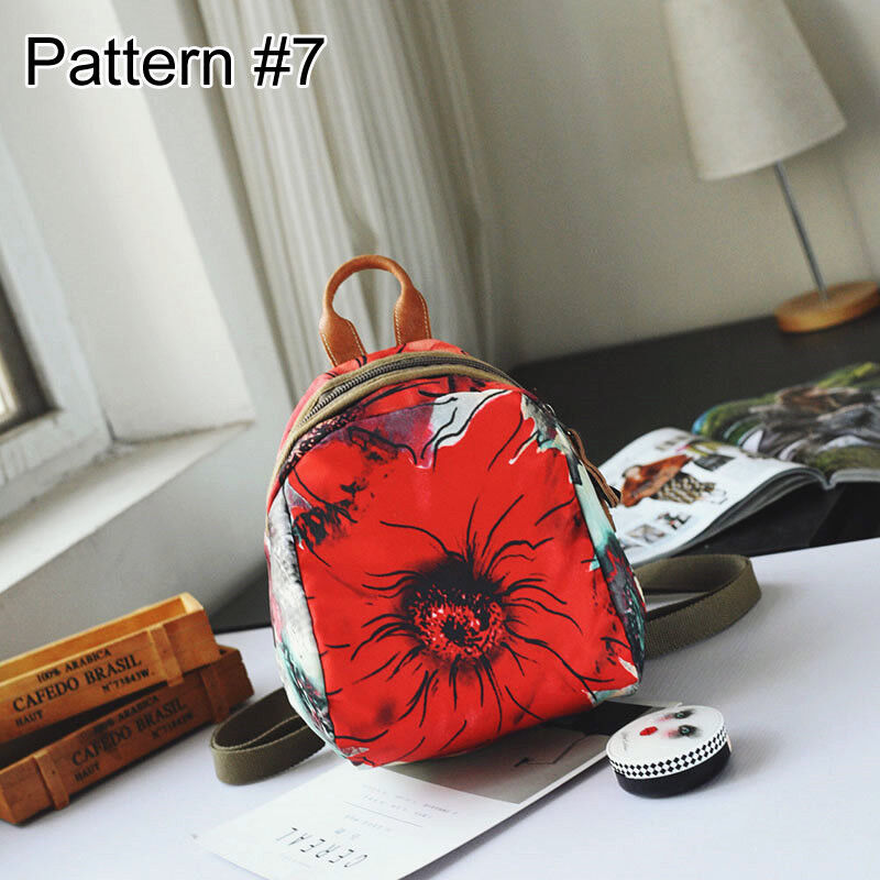 Convertible Floral Nylon Small Backpack Rucksack Sling Bag Chest Pack Purse