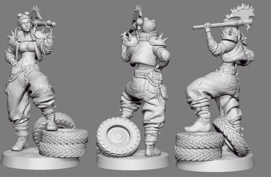 1/18 resin figure model kit Fantasy Female Warrior 3D Printing Unassembled
