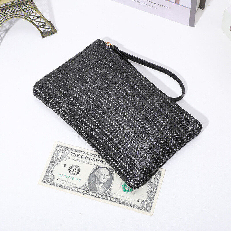 Mobile Phone Bag Straw Clutch Purse Envelope Wallet Coin Purse Beach Handbag US