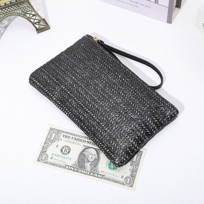 Mobile Phone Bag Straw Clutch Purse Envelope Wallet Coin Purse Beach Handbag US