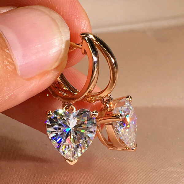 Women 925 Silver Plated,rose Gold Drop Earring Wedding Luxury Cubic Zircon Gift