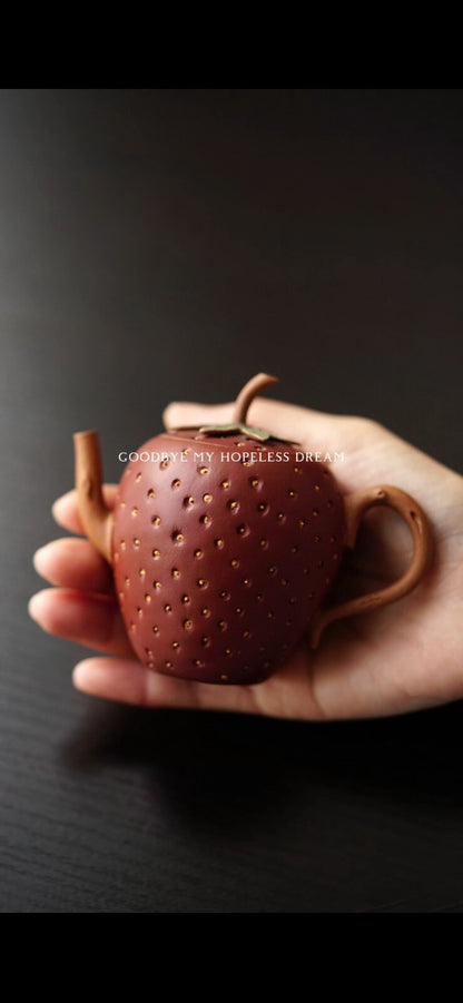 130cc Chinese Yixing Handmade Zisha Teapot Duan Clay Strawberry Gongfu Tea Pot