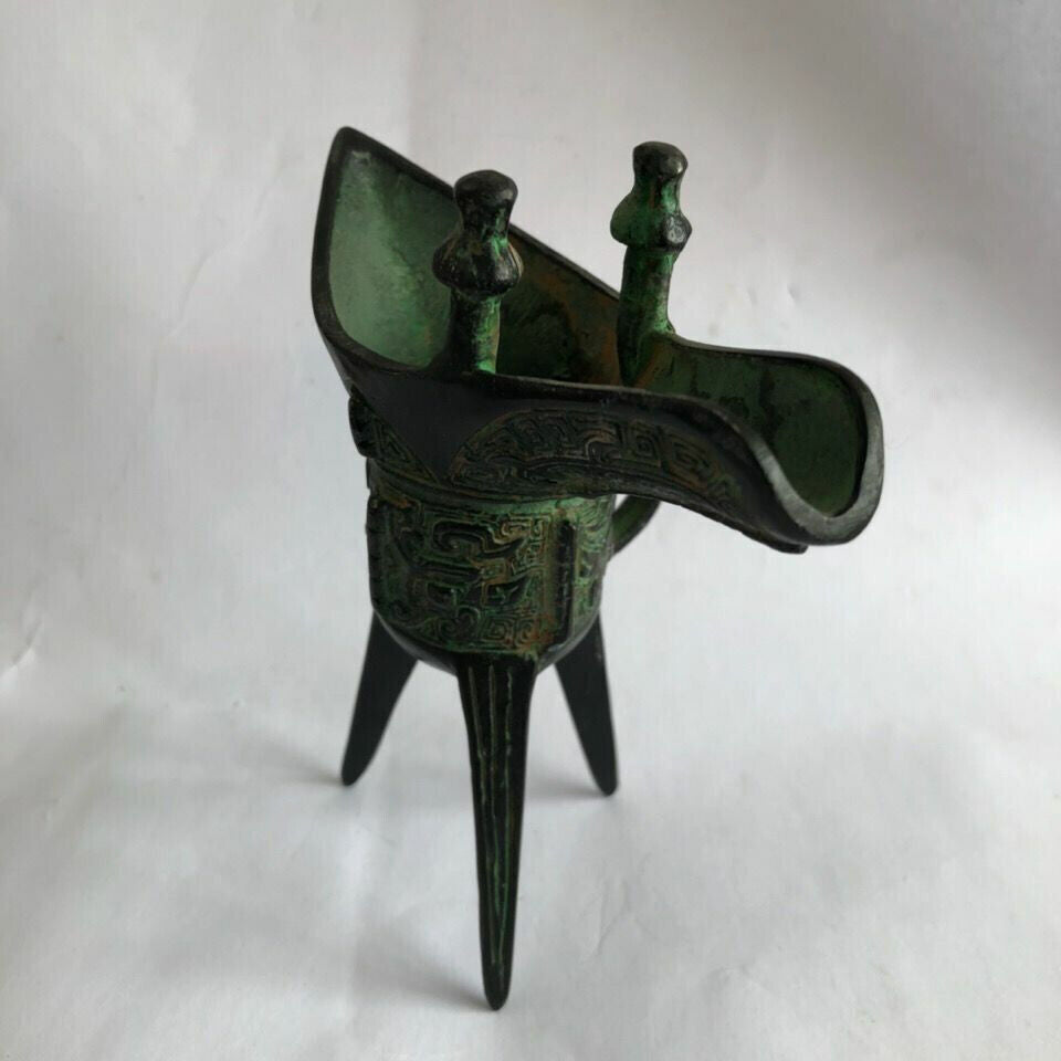 Chinese Antique Collection Qin Dynasty Bronze Sculpture Wine Glass