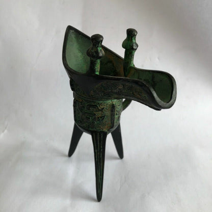 Chinese Antique Collection Qin Dynasty Bronze Sculpture Wine Glass
