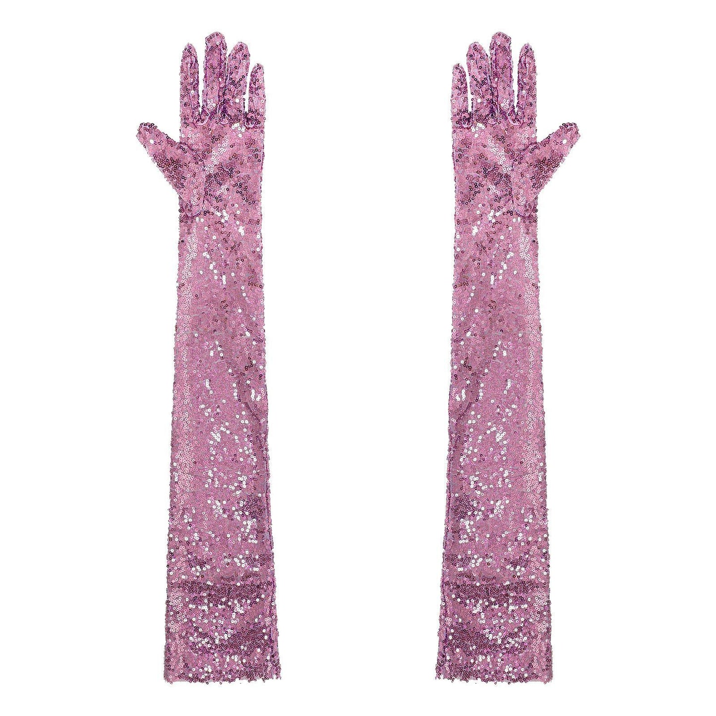 Women Gloves Vintage Shiny Sequin Finger Elbow Length Long Mittens Opera Costume