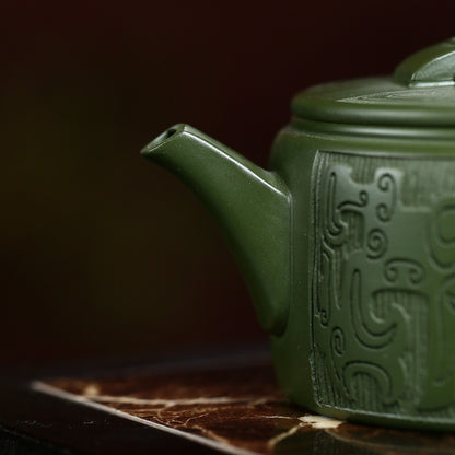 Tea Pot Handmade Carved Hanwa Pot Big Opening Mouth Marked Yixing Zisha Clay New