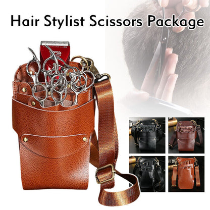 Genuine Leather Hairdressing Scissors Storage Bag Crossbody Shears Holder